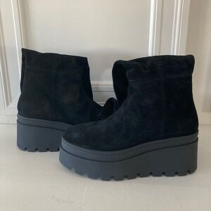 NWOT Free People London Calling OTK Black Suede Wedge Boots Sz 41